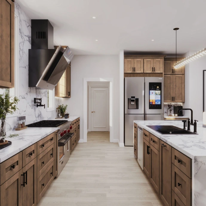 Rustic Wood Kitchen Galley 