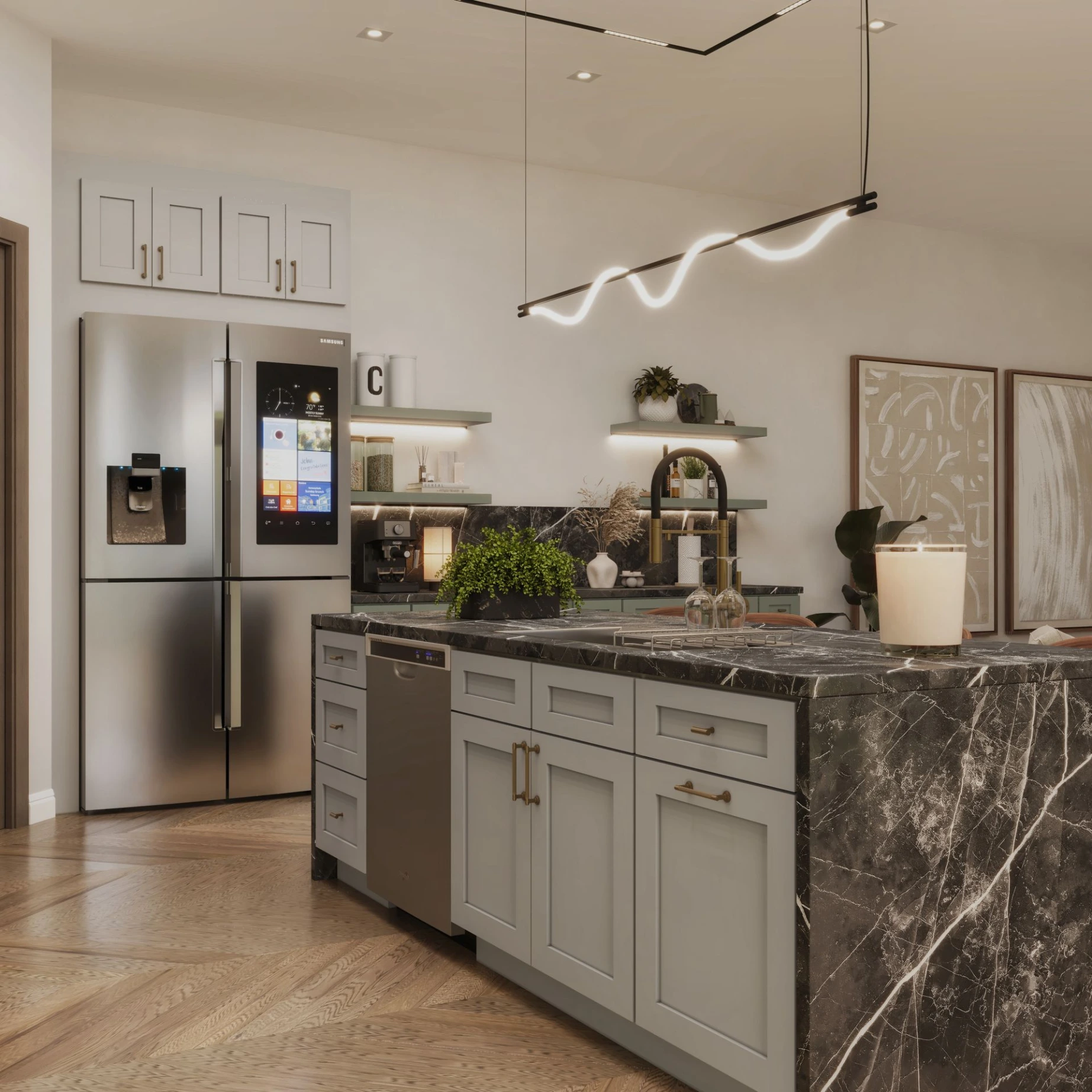 Lunar Grey Kitchen Island
