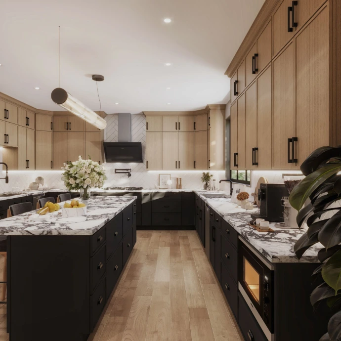 Iron Black and White Oak Kitchen 