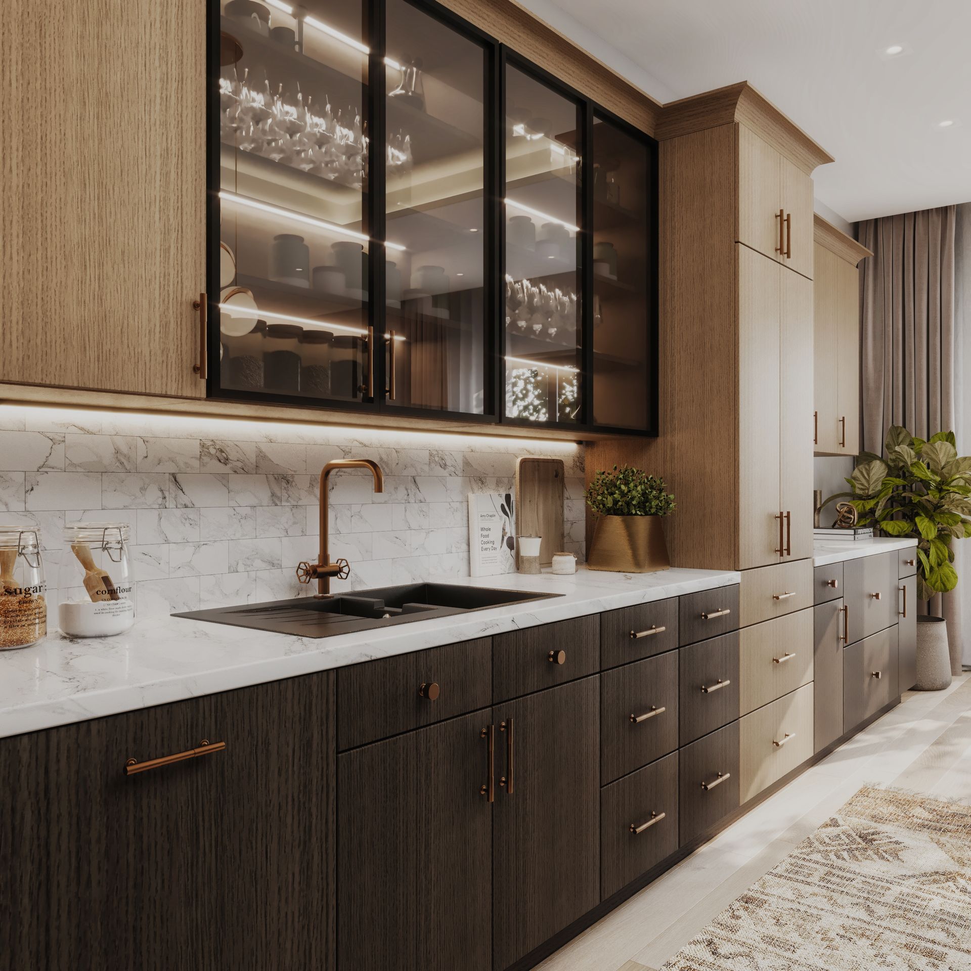 RTA Frameless Oak Blonde + Oak Shade Kitchen 