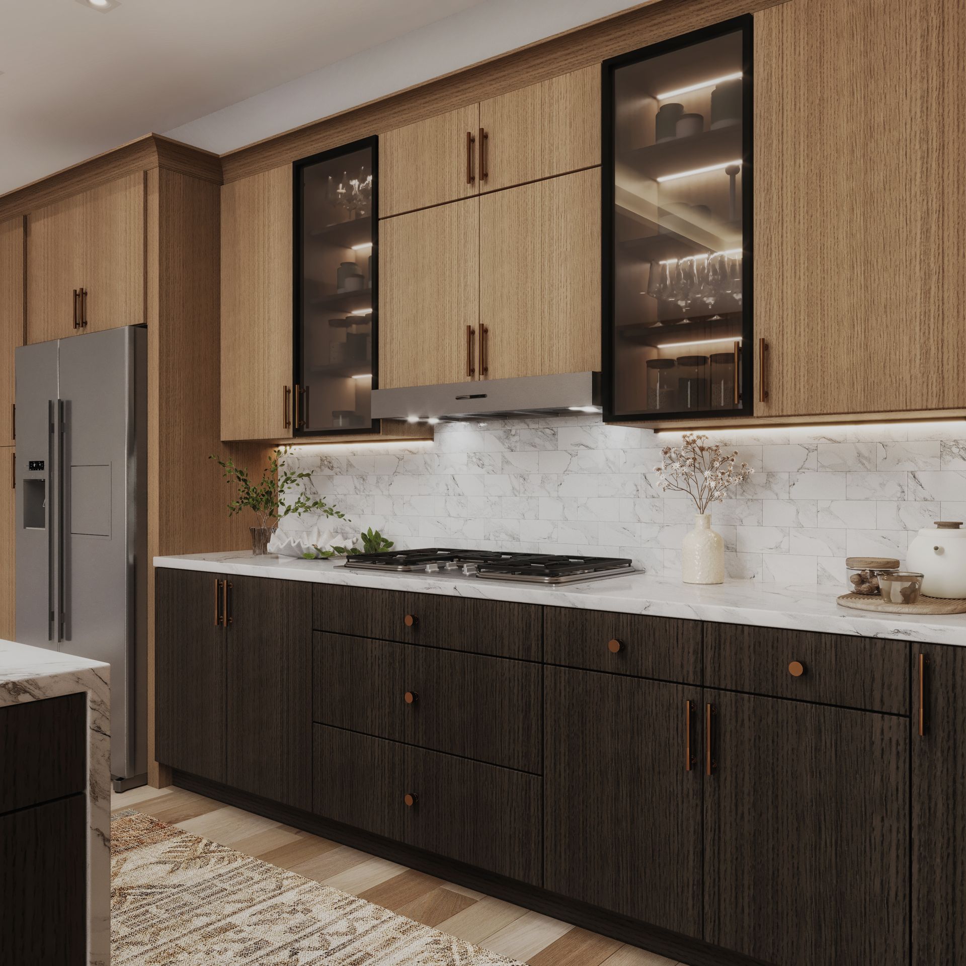 RTA Frameless Oak Blonde + Oak Shade Kitchen 