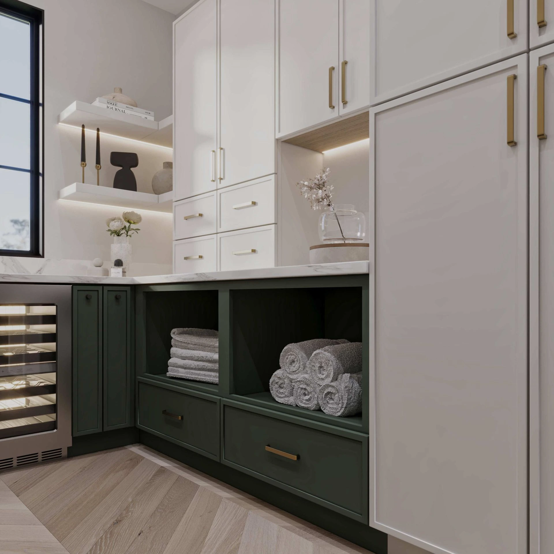 Mini Shaker Olive Aston Green and Shaker White Laundry 
