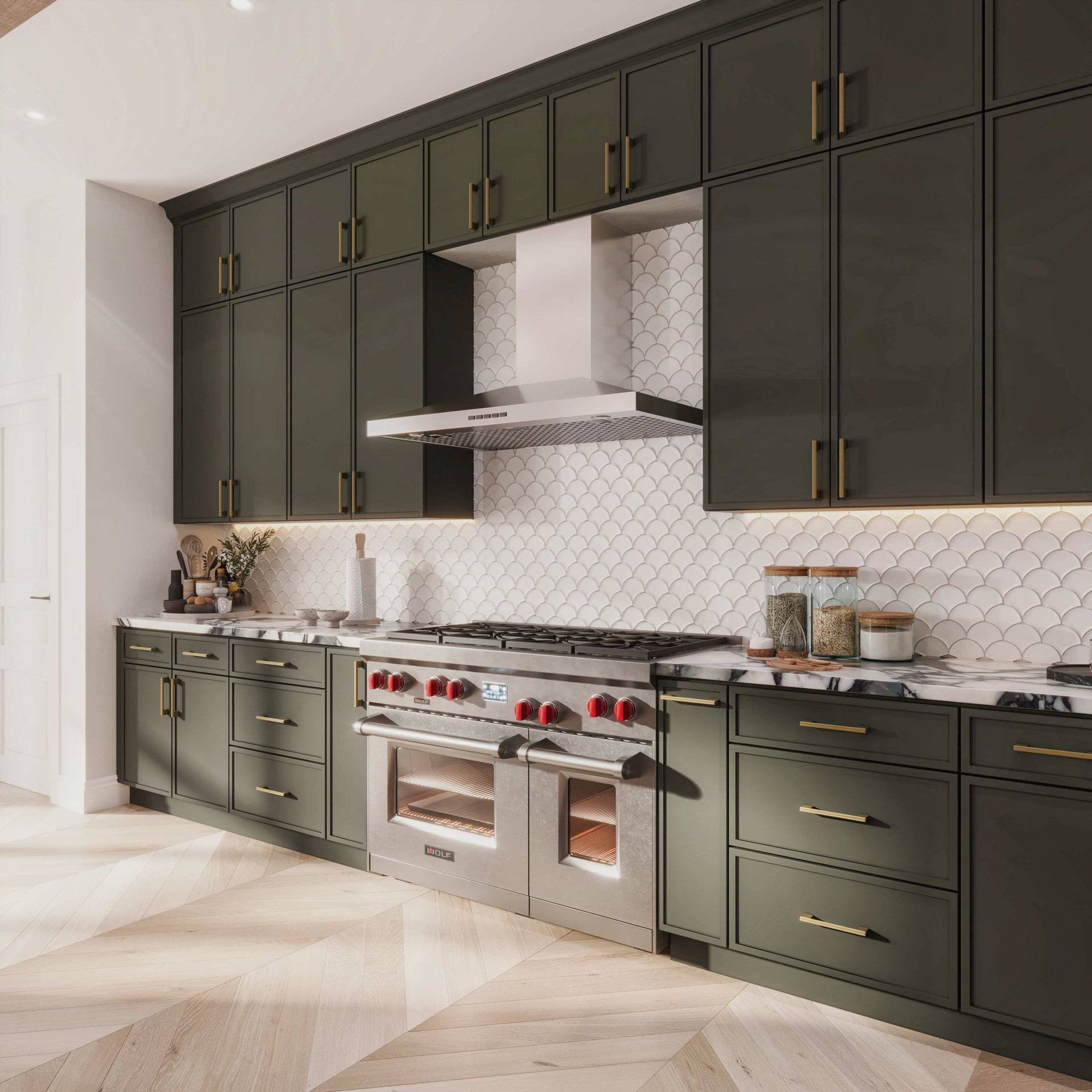Mini Shaker Olive Aston Green Kitchen 
