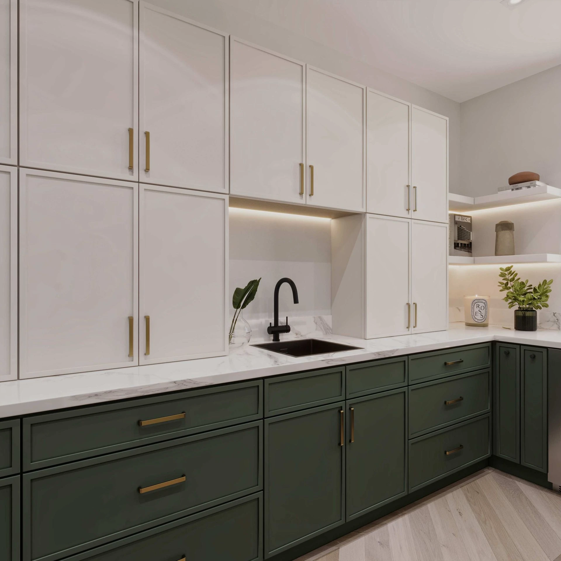 Mini Shaker Olive Aston Green and Shaker White Laundry 