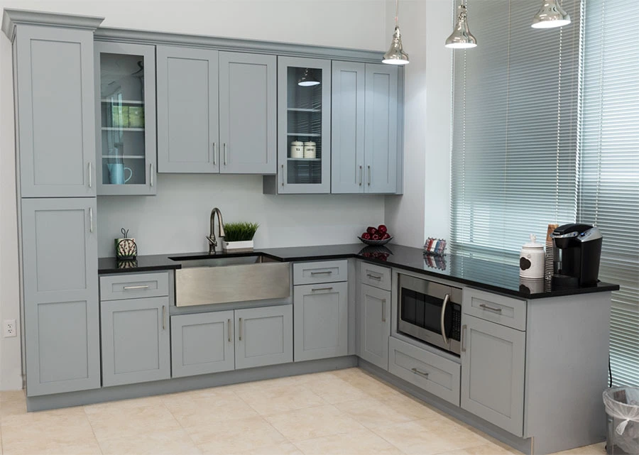 Light Grey Shaker Display in Cool lighting 