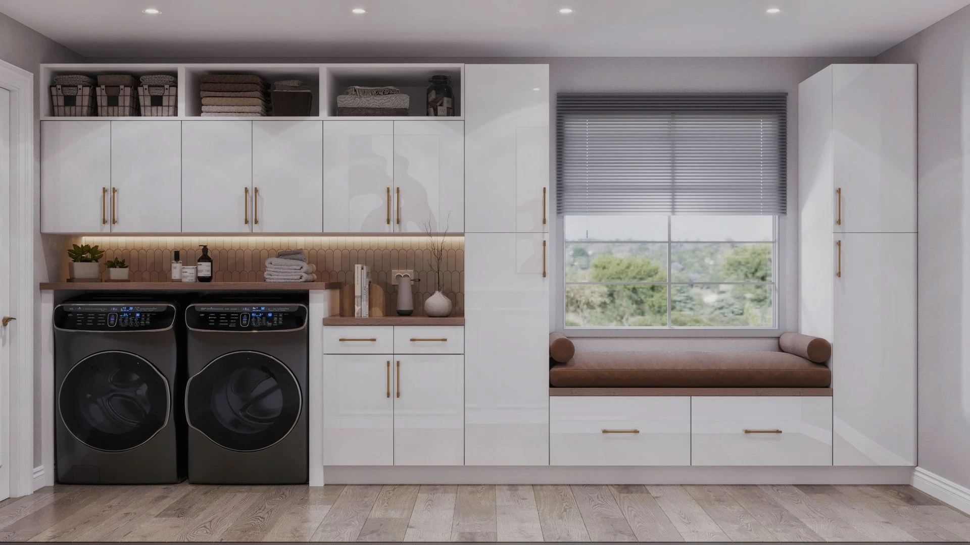 Highgloss White Laundry with handles