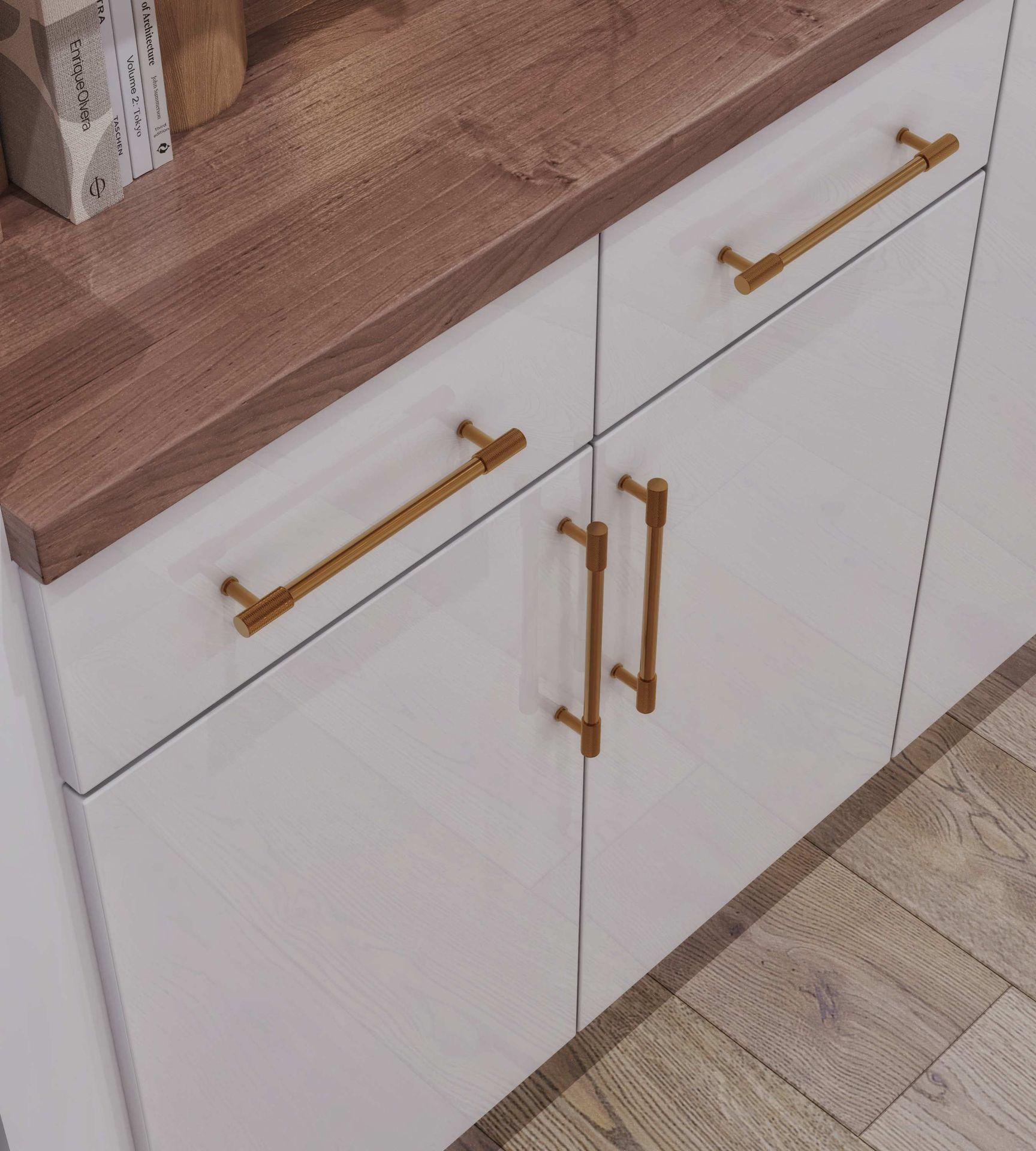 Highgloss White Kitchen Island close-up 