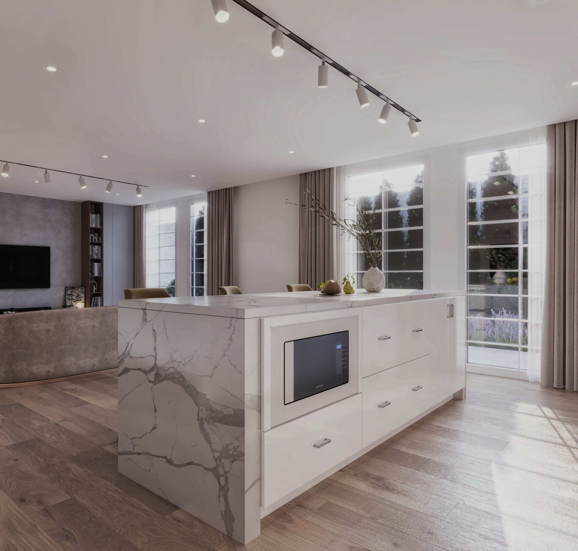 Highgloss White Kitchen Island 