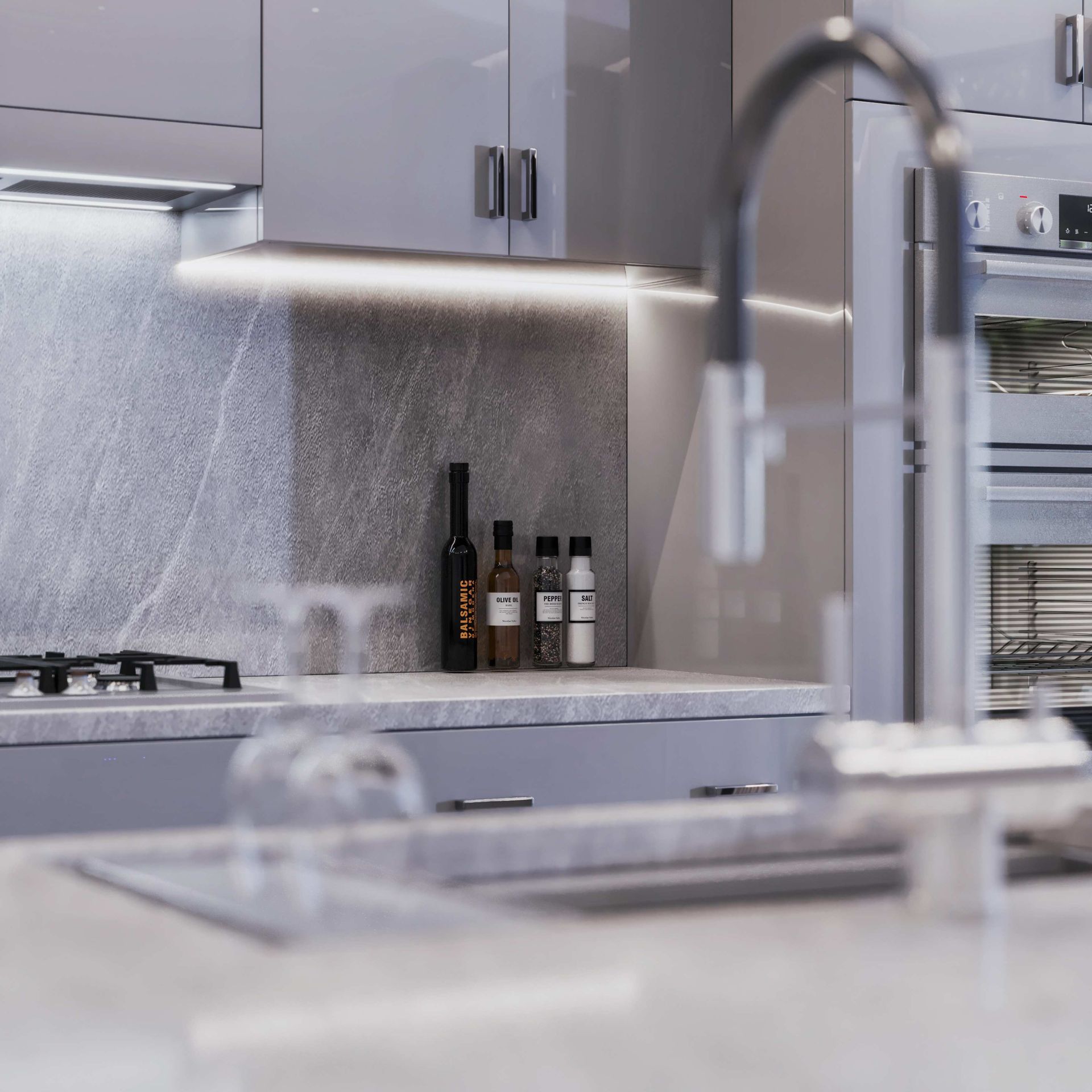 High-Gloss Gray kitchen sink 