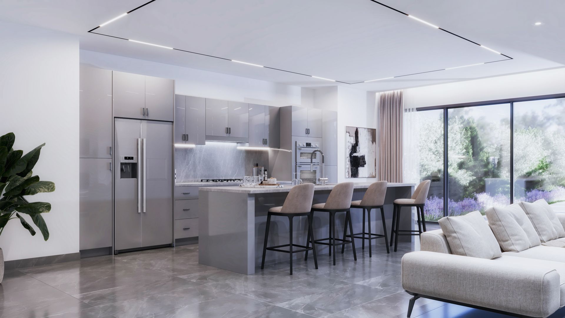 High-Gloss Gray kitchen 