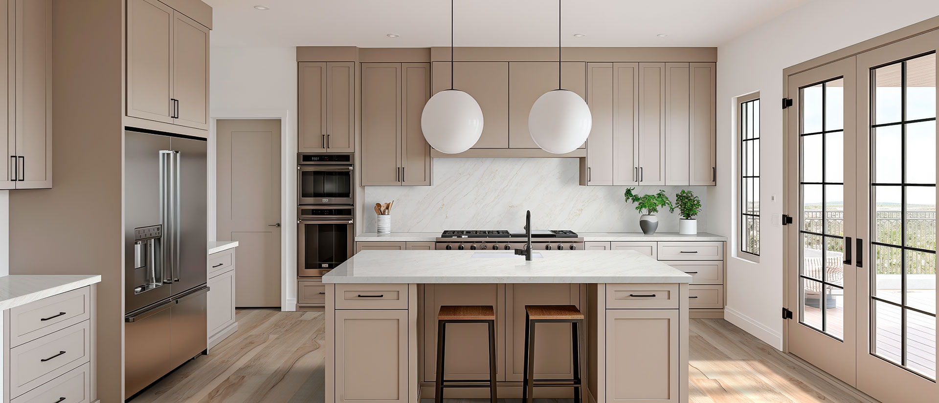 Calacatta Premata quartz island and perimeter countertops
