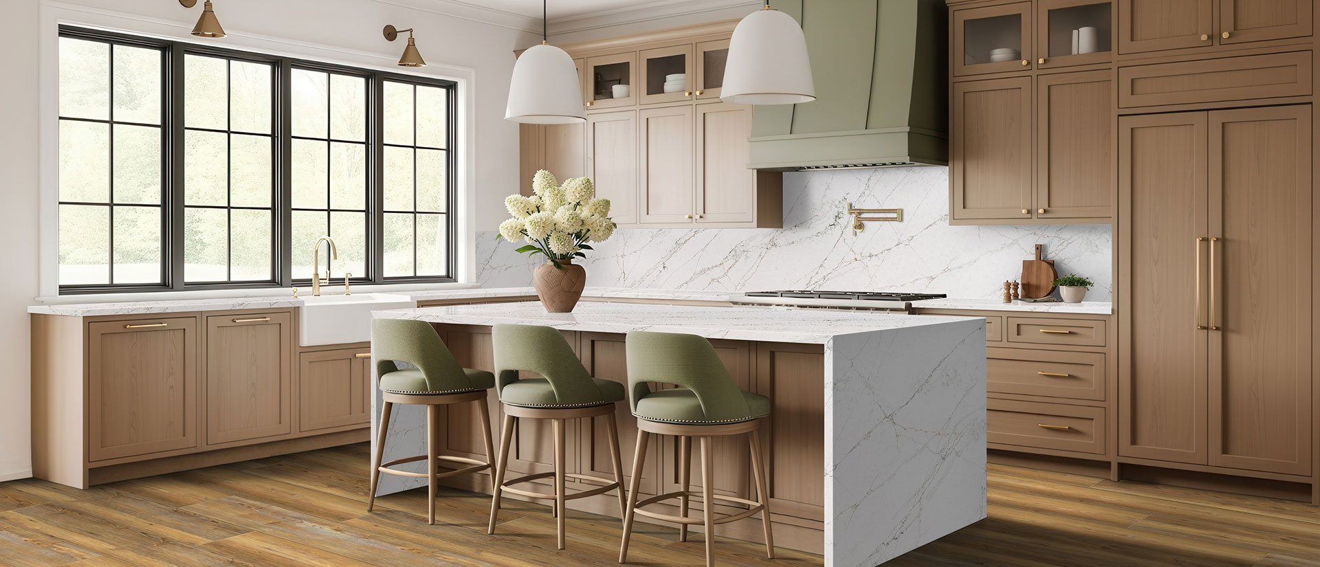 Kitchen with Calacatta Viraldi quartz countertops