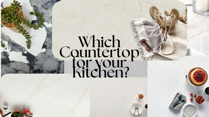 Wholesale quartz countertop slabs and stone surface options in showroom