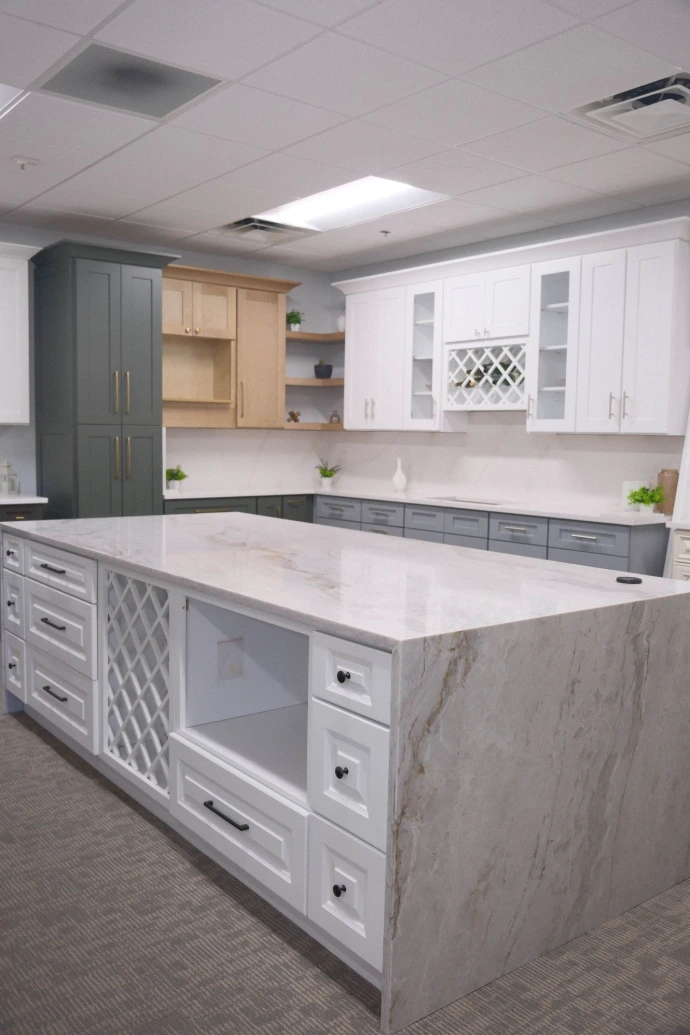 Aspen White Display Island 